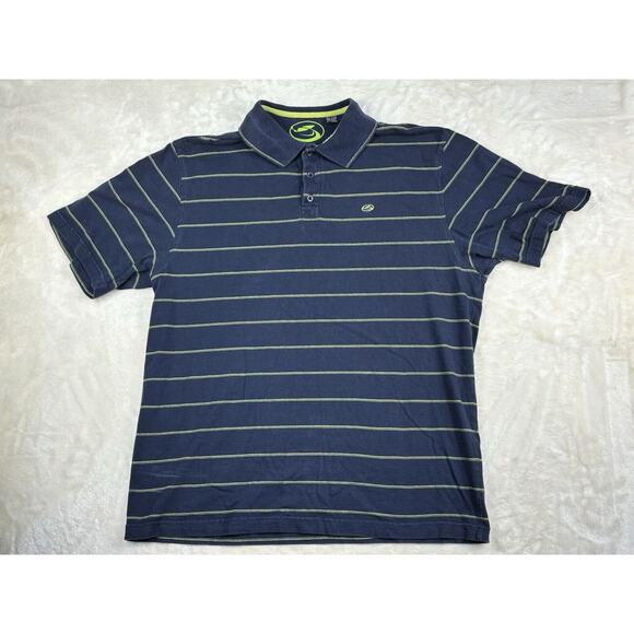 Kirra Shirt Men's Size XL Blue Green Striped Short Sleeve Polo Rugby Preppy Surf - Picture 1 of 8